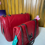 👜 Bolsa Feminina Vermelha com Corrente