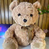 Urso de Pelúcia Marrom com Laço Xadrez