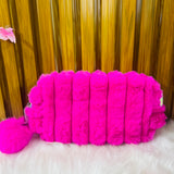 Estojo Escolar Pelúcia Rosa com Coração