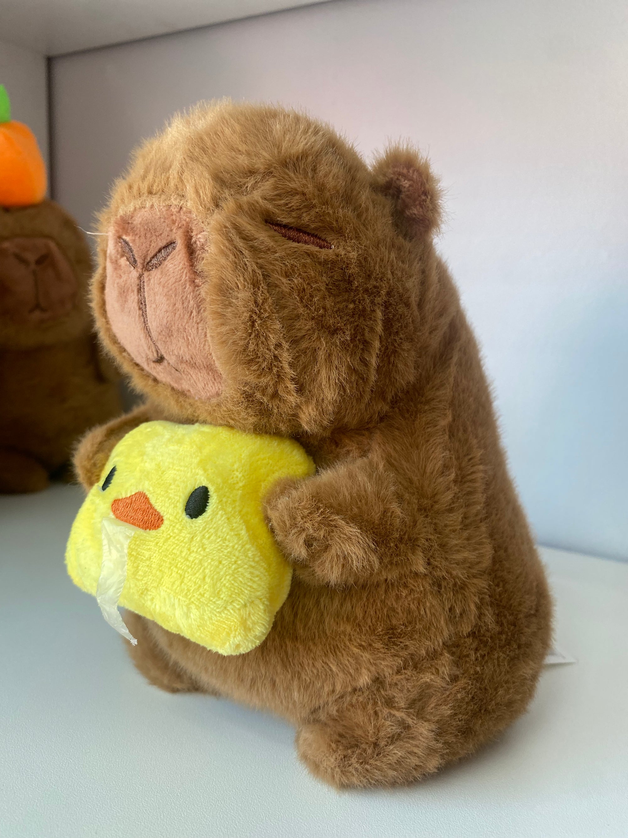 Pelúcia Capivara com Patinho Amarelo 🦦💛🐥