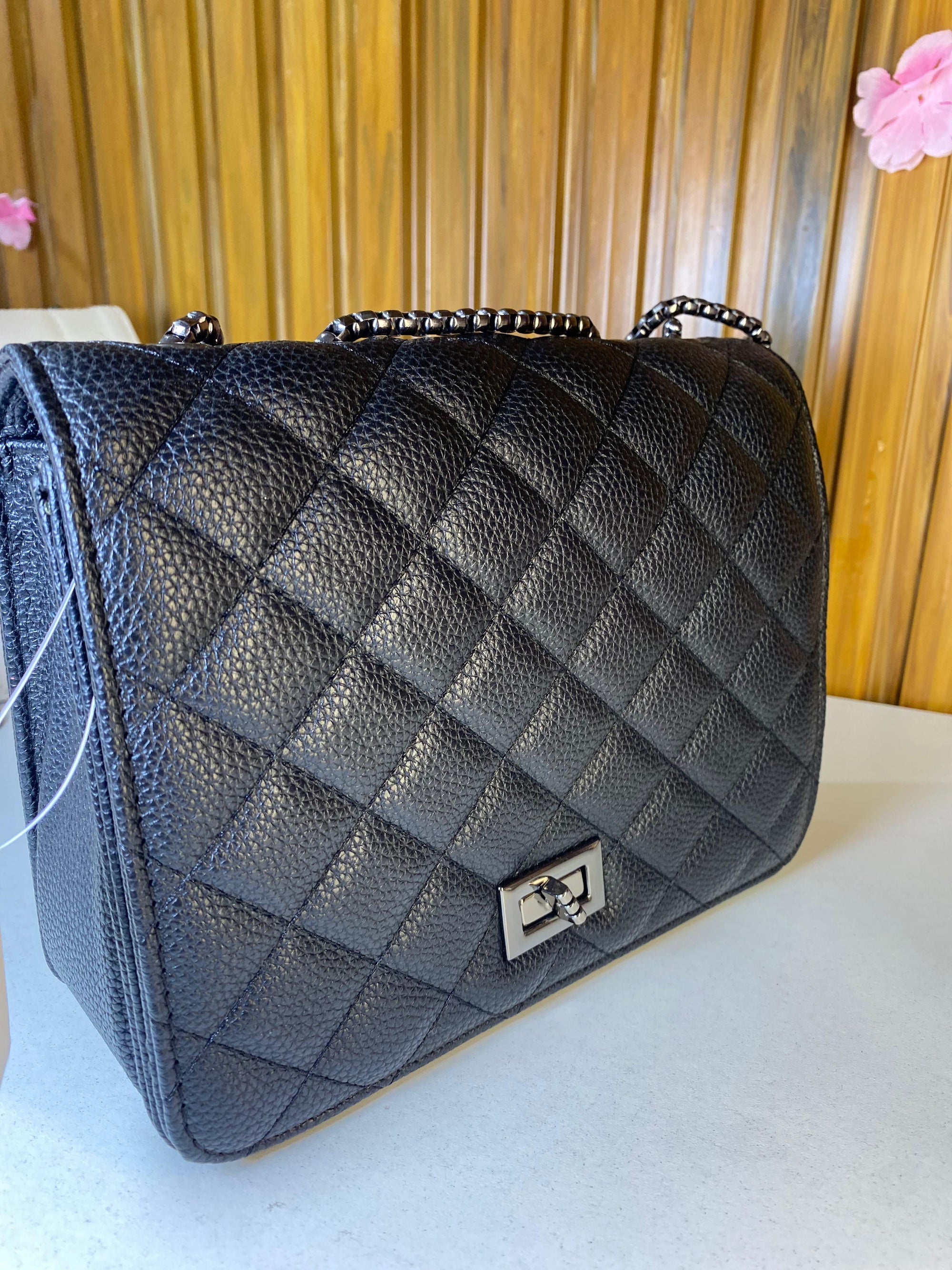 Bolsa Preta Transversal Matelassê